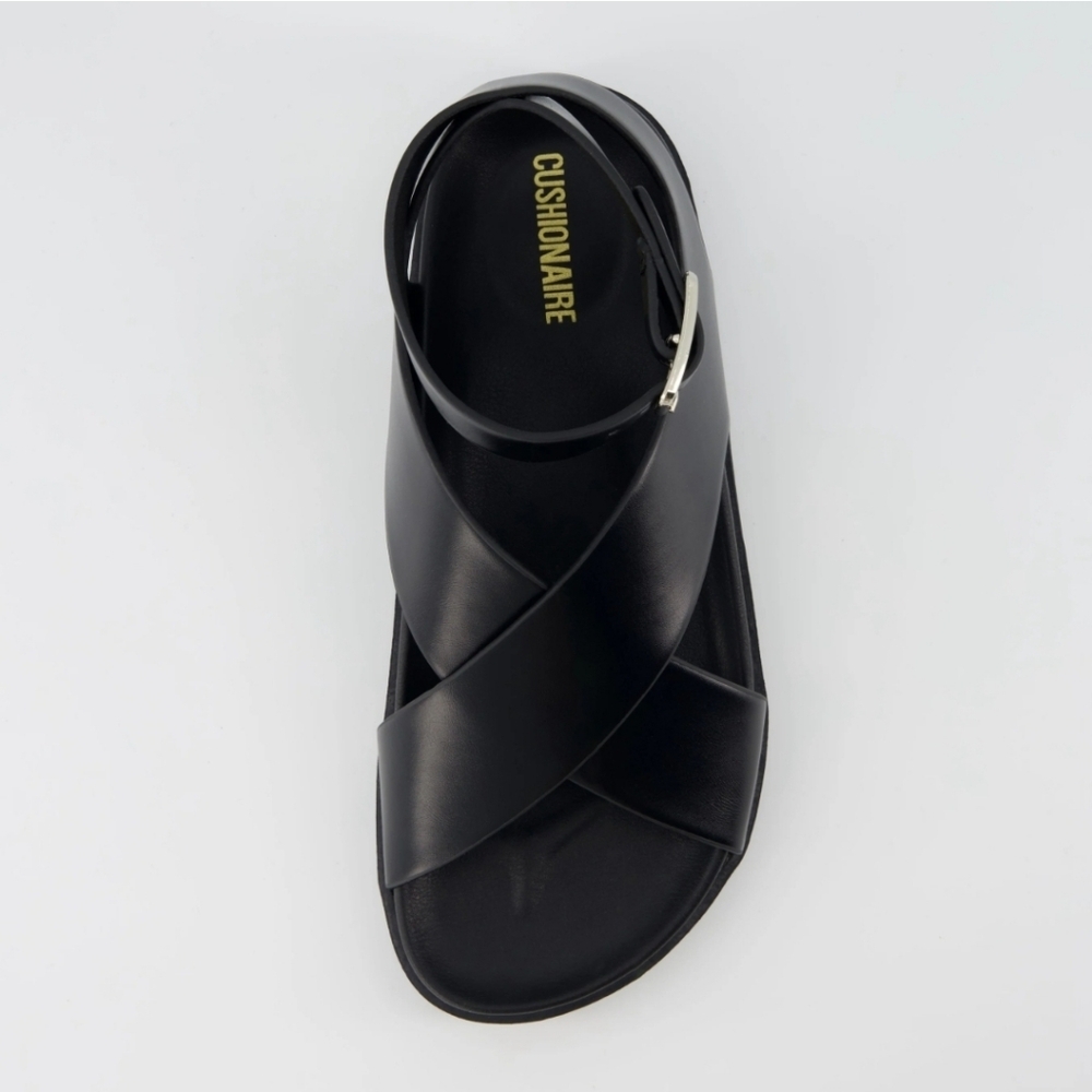 New In Box Cushionaire Black Emoji Crisscross Sandals Size 9M